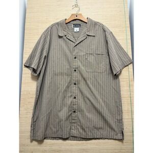 Columbia‎ Shirt Mens 2XL Brown Plaid Short Sleeve Button Up Casual Outdoor XXC01